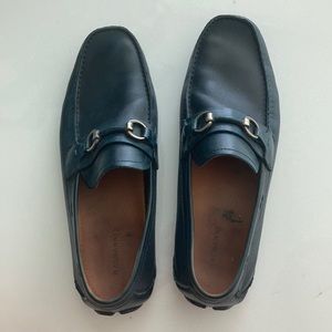 Magnanni Navy Leather Loafers Size 11